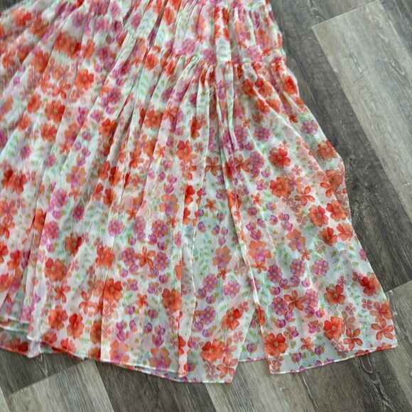 MISA Los Angeles Floral Tiered Maxi Skirt S Boho Smocked Waist Flowy Resort Vaca - Picture 8 of 11